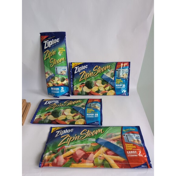 Ziploc Other - Lot Ziploc Zip’N Steam Bags 29 Steam Cooking Microwave Discontinued Vtg